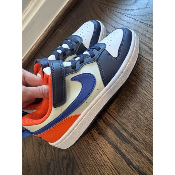 Nike Kids Court Borough Low Craft Navy Orange White Sz 2 NEW Missing 1 Insole - Picture 6 of 14